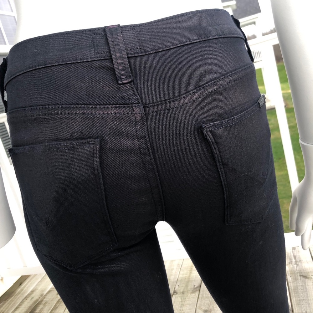 Hudson Bailey Mid Rise Metallic Eggplant Purple Coated Skinny Jeans 25